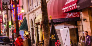 Hollywood Boulevard at dusk. 