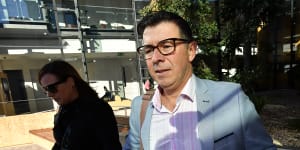 Former Ipswich mayor Andrew Antoniolli and his wife Karina arrive at the Ipswich Magistrates Court.