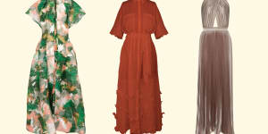 Ginger&Smart’s Aquarelle Dress and Myriad Shirt Dress. L’idée’s Renaissance Gown Latte.
