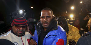 R. Kelly at a Chicago police station on February 22. 