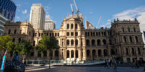 The Treasury Casino complex,including the heritage-listed Treasury Casino (pictured),will vacate when the new Queen’s Wharf Casino opens. Agents were engaged to sell the lease on the buildings in November. 