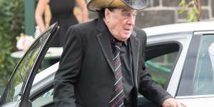Molly Meldrum,a friend of Gudinski for more than 50 years,arrives at the funeral on Wednesday. 