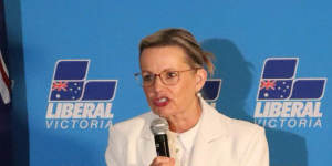 Deputy Opposition Leader Sussan Ley speaks at the Liberal Party event for the Dunkley byelection.