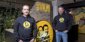 Co-chief executive officers of Guzman Y Gomez,Hilton Brett (left) and founder Steven Marks (right).