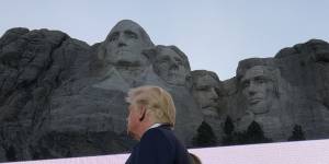 President Donald Trump at the Mount Rushmore National Monument on Friday.