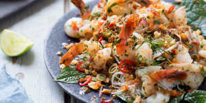 Punchy prawns:This dish is salty,hot and sweet,yet vibrantly fresh and cleansing.