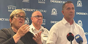 Emergency Services Minister Paul Papalia and Emergency Services Commissioner Darren Klemm spoke to media on Saturday about Cyclone Narelle.