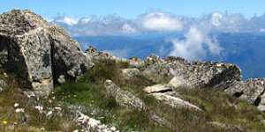 TRA 12 MAR. Mt Kosciuszko. The view from the path winding around the crest up to the summit. CREDIT KATRINA LOBLEY.