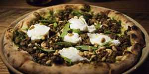 Lamb pizza with chermoula.