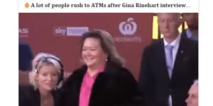 One of the Gina Rinhart scams on Facebook.
