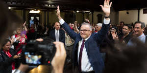 Prime Minister Anthony Albanese arrives at the 2022 NSW State Labor Conference at Sydney Town Hall on Saturday.