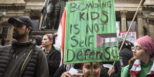 Federal Member and Greens Leader Adam Bandt spoke at the rally and called for a ceasefire and immediate aid into Gaza.