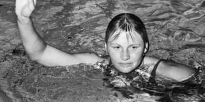 Shane Gould after breaking the world 800-metre record at Drummoyne Pool in Sydney in 1971. 