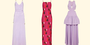 Manning Cartell’s Master Key Chain Dress,Fiesta Pleated Dress,and Sweet Escape Maxi Dress.