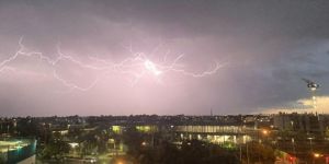 Lightning streaks across the skies of Melbourne