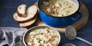 Don’t skip the bacon in RecipeTin Eats’ chicken chowder.