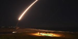 A Minuteman 3 intercontinental ballistic missile is tested at Vandenberg Air Force Base,California.