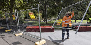 Harmony Park in Surry Hills was fenced off on Tuesday after asbestos was found.