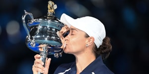 Ashleigh Barty after her Australian Open victory in January. She has announced her retirement from tennis.