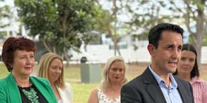 Premier David Crisafulli and Minister for women Fiona Simpson at the launch of the Women’s Career Grants program. 