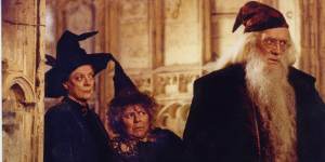 Miriam Margolyes (centre) as Professor Sprout,with Maggie Smith and Richard Harris in Harry Potter and the Chamber of Secrets.