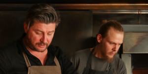 Scott Pickett at the helm of his fire-powered kitchen. 