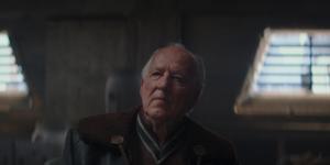 Acclaimed German filmmaker Werner Herzog as “the client” in a scene from The Mandalorian.