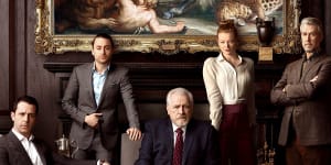 The cast of Succession (from left) Jeremy Strong,Kieran Culkin,Brian Cox,Sarah Snook and Alan Ruck.