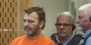 Philip Neville Arps,left,appears for sentencing in the Christchurch District Court in 2019.