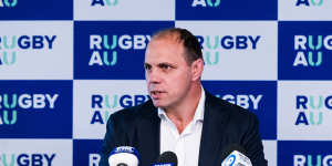 Phil Waugh faces the media after Eddie Jones resigned as Wallabies coach.