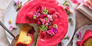 Helen Goh's almond and raspberry ripple cake.
