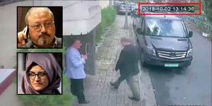 Jamal Khashoggi,inset top and walking into the Saudi consulate in Istanbul,was to marry his fiancee Hatice Cengiz (inset).