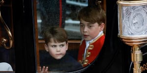 Debonair part-time super-agent Prince Louis,taking it all in at the coronation.