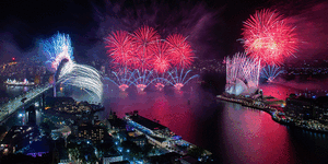 Sydney’s New Year’s Eve midnight fireworks.