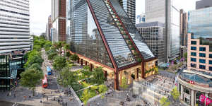 An artist’s impression of the office building Investa has proposed to replace the MLC Building.