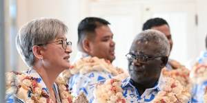 Foreign Minister Penny Wong met with Solomon Islands Prime Minister Manasseh Sogavare at the leaders’ forum in Suva,Fiji. 