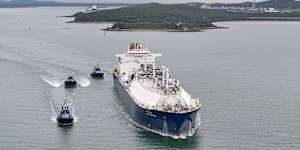 LNG leaves Gladstone Harbour in Queensland. The ACTU believes the federal government should slap LNG exports with a 25 per cent levy.