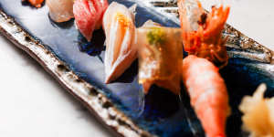 The go-do dish:the sushi special featuring nine pieces of nigiri sushi.