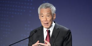 Singapore Prime Minister Lee Hsien Loong speaks in Tokyo on Thursday.