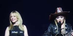 Kylie Minogue and Madonna sing in Los Angeles.