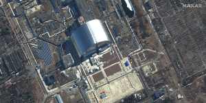 This satellite image shows a close view of Chernobyl nuclear facilities in Ukraine on March 10.