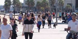 St Kilda Beach esplanade on Sunday.