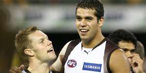 When they were teammates:Sam Mitchell and Lance Franklin in 2008.