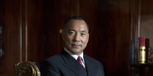 Guo Wengui in his apartment in Manhattan where he was arrested last month.