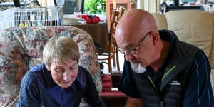 Frankston veterinarian Grant Richards at home with his wife,Margaret. Stormwater has entered their home three times in the last four months. 