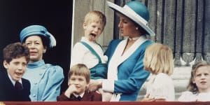 Diana with her son Harry in 1988.
