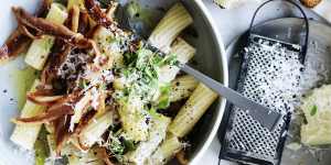 Adam Liaw's rigatoni alla Gricia with pancetta.