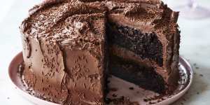 Dutch-process cocoa powder gives this cake and its icing a rich colour.