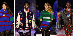 Models including Ashley Graham and Lila Moss on the runway for the Tommy Hilfiger show at New York Fashion Week.