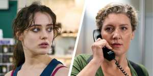 Katherine Langford as Miki and Virginia Gay as detective Rachel Kennedy in Savage River,a crime thriller set in a town shrouded by a dark and violent past.